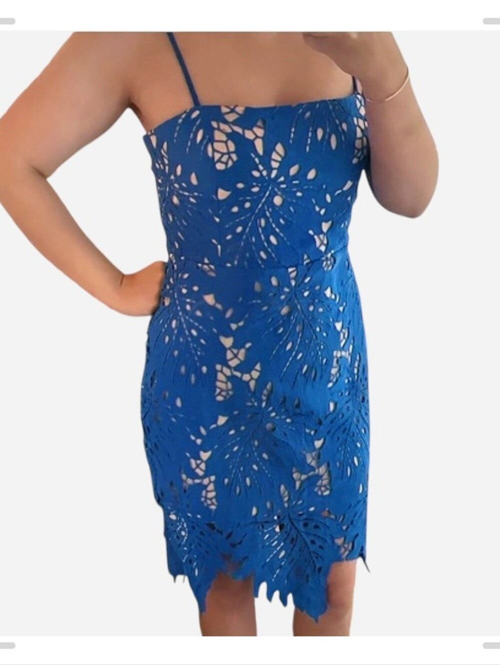 Lulu's Royal Blue Lace Cutout Mini Dress, Size M
